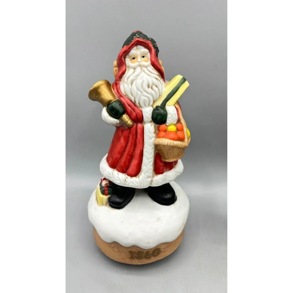 Vintage Ceramic‎ Santa Claus Music Box 1860 Father Christmas Figurine